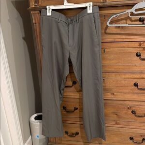 Haggar Gray Dress Pants with Pleats and Sharp Crease